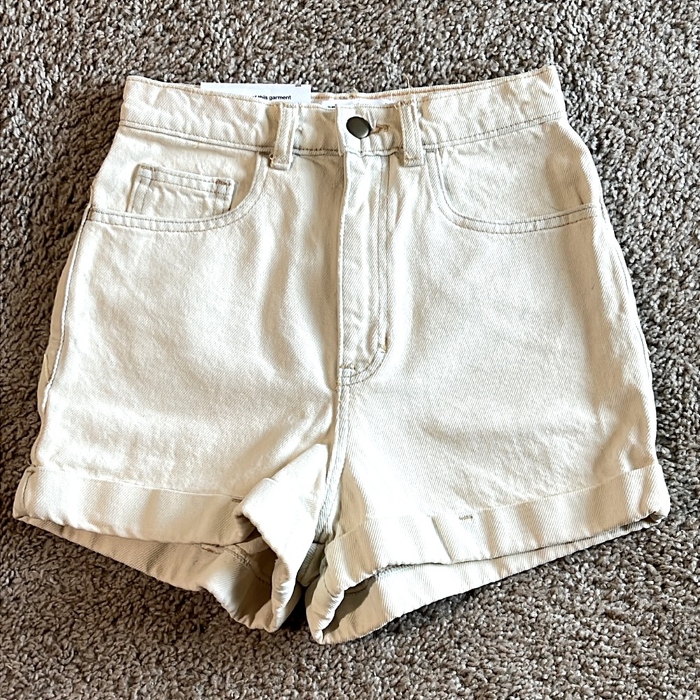 American Apparel denim high waisted cuffed shorts
